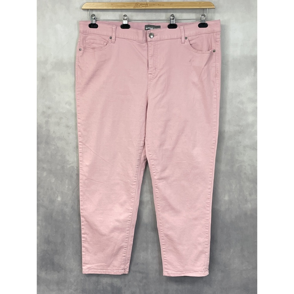 Avenue Denim Jeans Plus Size 24 Pink Stretch Tapered Minimal Preppy Soft‎ Girl